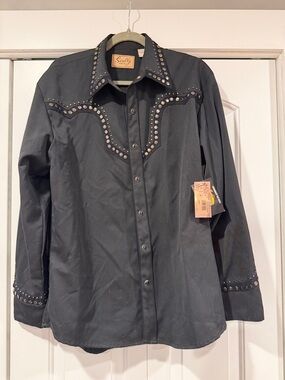 Scully Men's Black Western Studded Snap Shirt medium NWT